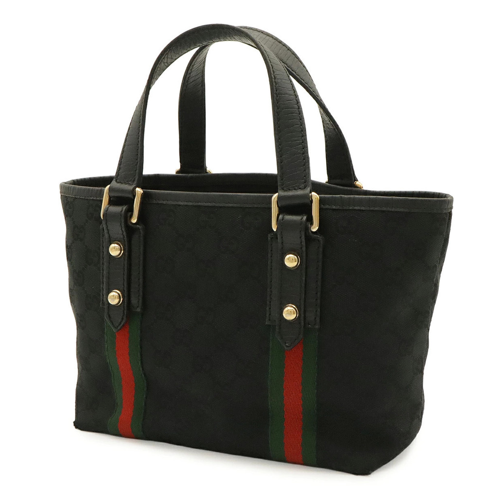 Gucci Leather Sherry Green Black Tote Bag GG Handbag Red Canvas Black Red